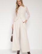 lovery Set de costum bej Vestă și Pantaloni cu croi larg Zivarelle