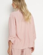 lovery Set Roz din Viscoză Cămașă cu Mânecă Lungă și Pantaloni scurți cu Elastic în Talie Efralice