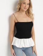 lovery Top Negru Reiat cu Volan Decorativ Alutte