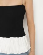lovery Top Negru Reiat cu Volan Decorativ Alutte