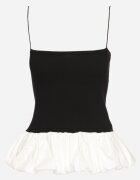 lovery Top Negru Reiat cu Volan Decorativ Alutte