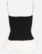 lovery Top Negru Reiat cu Volan Decorativ Alutte