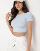 lovery Tricou Albastru deschis din viscoză cu croială ajustată tip Crop Top Folirra