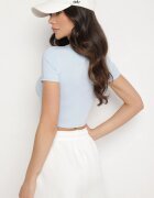 lovery Tricou Albastru deschis din viscoză cu croială ajustată tip Crop Top Folirra