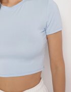 lovery Tricou Albastru deschis din viscoză cu croială ajustată tip Crop Top Folirra