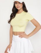 lovery Tricou Galben din Viscoză cu croi ajustat Tip Crop Top Folirra