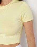 lovery Tricou Galben din Viscoză cu croi ajustat Tip Crop Top Folirra