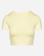 lovery Tricou Galben din Viscoză cu croi ajustat Tip Crop Top Folirra