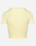 lovery Tricou Galben din Viscoză cu croi ajustat Tip Crop Top Folirra