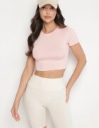 lovery Tricou Roz din Viscoză cu croi ajustat Tip Crop Top Folirra