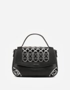 luigisanto Geantă crossbody cu mâner decorată cu inserții ajurate Nomipea Neagră