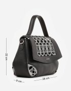 luigisanto Geantă crossbody cu mâner decorată cu inserții ajurate Nomipea Neagră