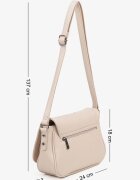 luigisanto Geantă Mică Bej Crossbody cu Rabat și Finisaj Argintiu Turila
