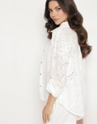 m&d fashion Cămașă Albă din țesătură de bumbac cu model ajurat Reilianne
