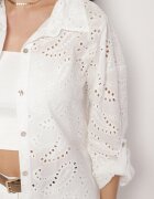 m&d fashion Cămașă Albă din țesătură de bumbac cu model ajurat Reilianne