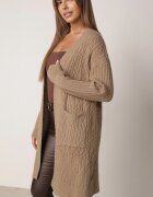 m&d fashion Cardigan cu croi lung și împletituri Lerlit Bej