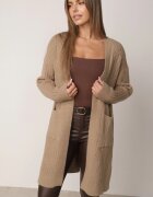 m&d fashion Cardigan cu croi lung și împletituri Lerlit Bej