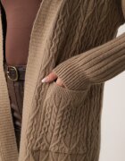 m&d fashion Cardigan cu croi lung și împletituri Lerlit Bej