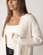 m&d fashion Cardigan cu croi lung și împletituri Lerlit Bej deschis