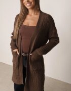 m&d fashion Cardigan cu croi lung și împletituri Lerlit Maro