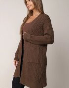 m&d fashion Cardigan cu croi lung și împletituri Lerlit Maro