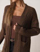 m&d fashion Cardigan cu croi lung și împletituri Lerlit Maro