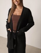 m&d fashion Cardigan cu croi lung și împletituri Lerlit Negru