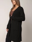 m&d fashion Cardigan cu croi lung și împletituri Lerlit Negru