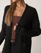 m&d fashion Cardigan cu croi lung și împletituri Lerlit Negru