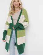 m&d fashion Cardigan Verde Lung în Dungi Amonta