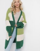 m&d fashion Cardigan Verde Lung în Dungi Amonta