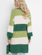 m&d fashion Cardigan Verde Lung în Dungi Amonta
