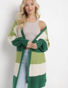 m&d fashion Cardigan Verde Lung în Dungi Amonta