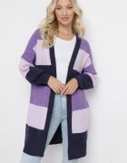 m&d fashion Cardigan Violet Lung în dungi Amonta