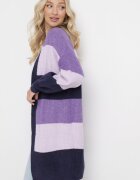 m&d fashion Cardigan Violet Lung în dungi Amonta