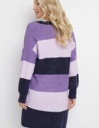 m&d fashion Cardigan Violet Lung în dungi Amonta