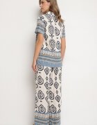 m&d fashion Compleu din viscoză Albastru Bluză și Pantaloni largi cu model Boho Jelkio