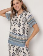 m&d fashion Compleu din viscoză Albastru Bluză și Pantaloni largi cu model Boho Jelkio