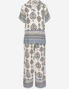m&d fashion Compleu din viscoză Albastru Bluză și Pantaloni largi cu model Boho Jelkio