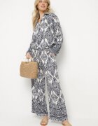 m&d fashion Compleu oversize bleumarin cu viscoză cu model etnic Pantaloni largi și Cămașă Nilamiella