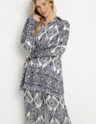m&d fashion Compleu oversize bleumarin cu viscoză cu model etnic Pantaloni largi și Cămașă Nilamiella
