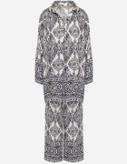 m&d fashion Compleu oversize bleumarin cu viscoză cu model etnic Pantaloni largi și Cămașă Nilamiella
