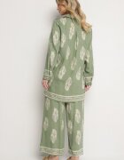 m&d fashion Compleu Verde Stil Boho Oversize Cămașă lungă și Pantaloni largi Meppina