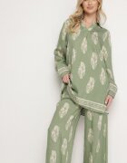 m&d fashion Compleu Verde Stil Boho Oversize Cămașă lungă și Pantaloni largi Meppina