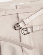 m&d fashion Fustă elegantă în croi evazat cu două curele și buzunare Antepia Bej deschis