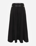 m&d fashion Fustă elegantă în croi evazat cu două curele și buzunare Antepia Neagră