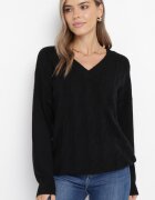 m&d fashion Pulover Negru Clasic cu decolteu în V cu mânecă lungă Eusebio