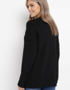 m&d fashion Pulover Negru Clasic cu decolteu în V cu mânecă lungă Eusebio