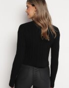 m&d fashion Pulover Negru cu torsadă și decolteu triunghiular Goldria