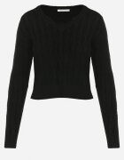 m&d fashion Pulover Negru cu torsadă și decolteu triunghiular Goldria